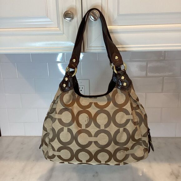 Coach Madison Maggie Mia Optic beige Canvas C Logo Hobo - Picture 6 of 13